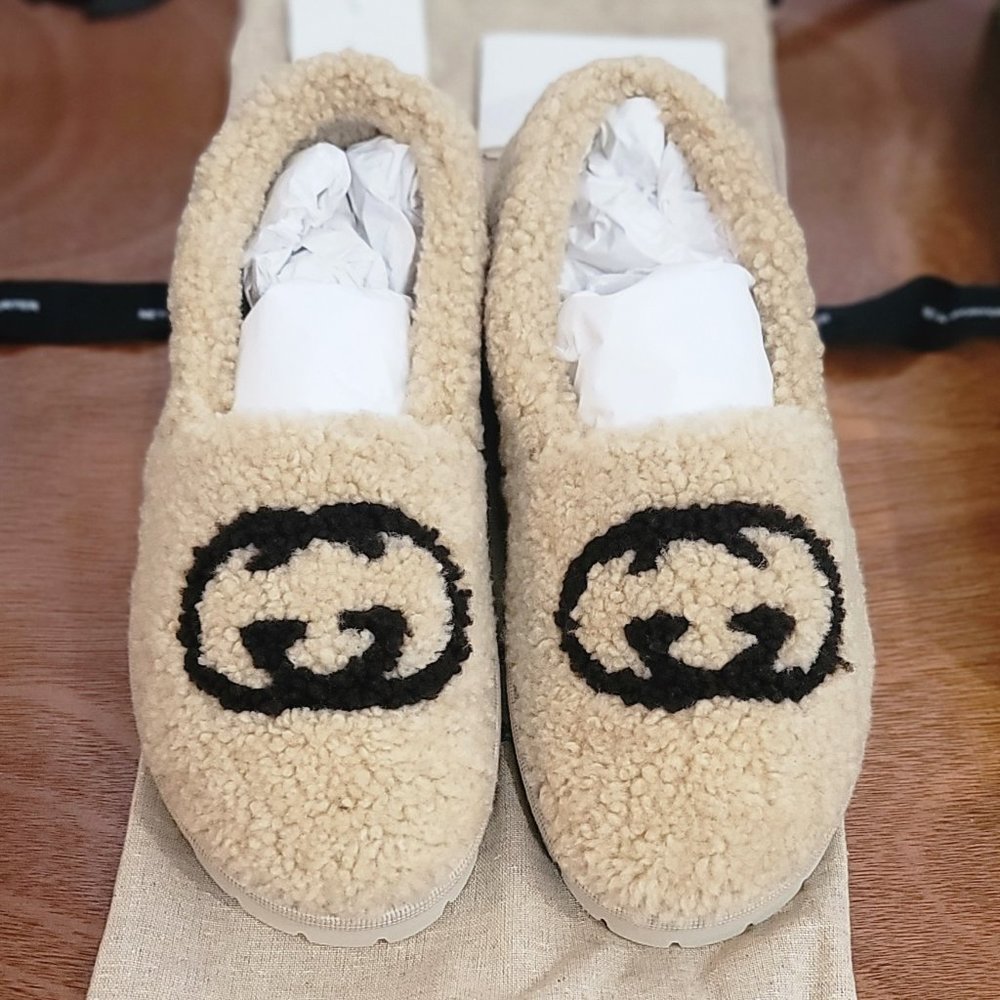 Brand New Women's Gucci Merinos GG Wool Loafers UK 38.5 / US 7.5-8